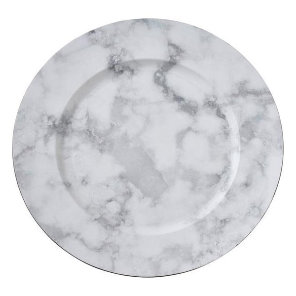 Saro Lifestyle SARO CH018.GY14R 14 in. Round Marble Design Table Chargers - Grey  Set of 4 CH018.GY14R